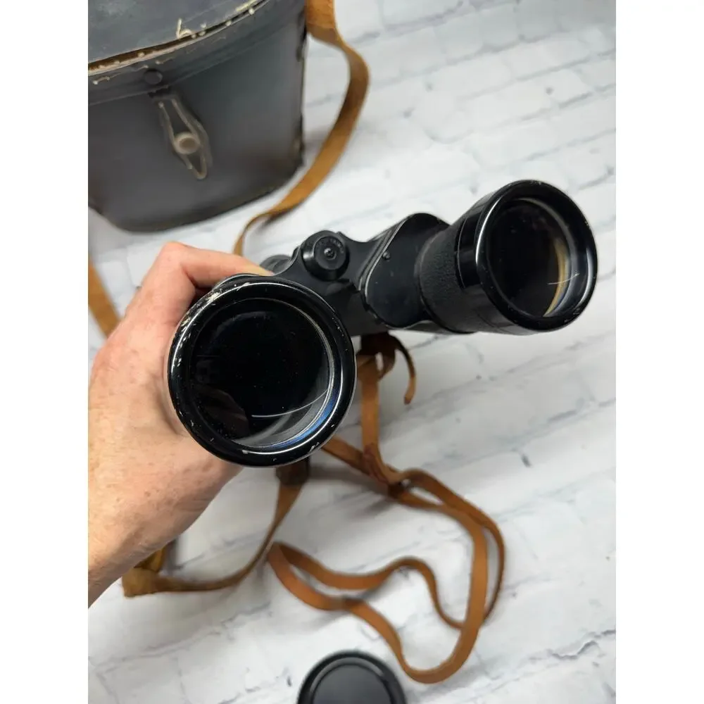 Vintage Stellar Binoculars 7x50 with Lens Caps and Leather Carry Case